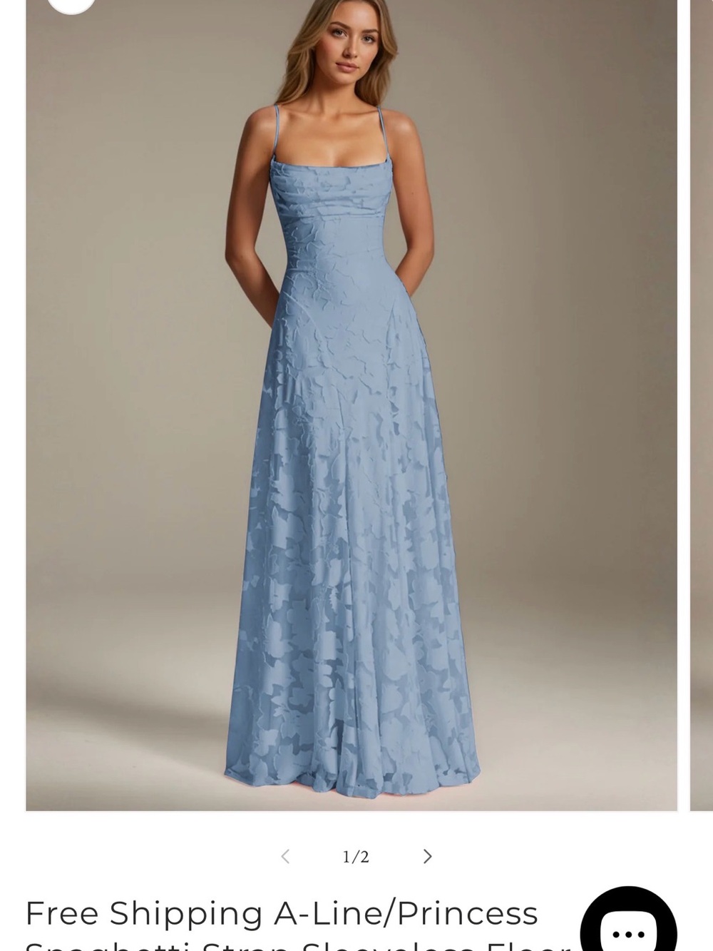 Molly Evers Backless Spaghetti Strap A-Line Dress in Light Blue